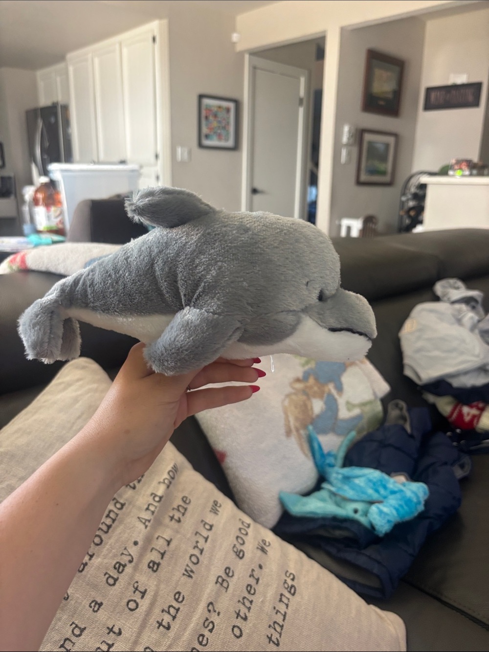 Gray and White Plush Dolphin Stuffed Animal